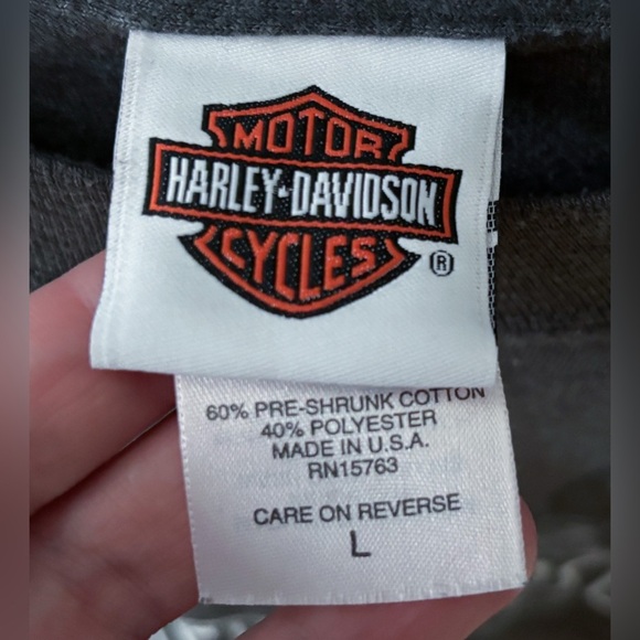 Vintage Gray Harley Davidson Tee T Shirt Large Essex Junction Vermont USA Made - Picture 2 of 3